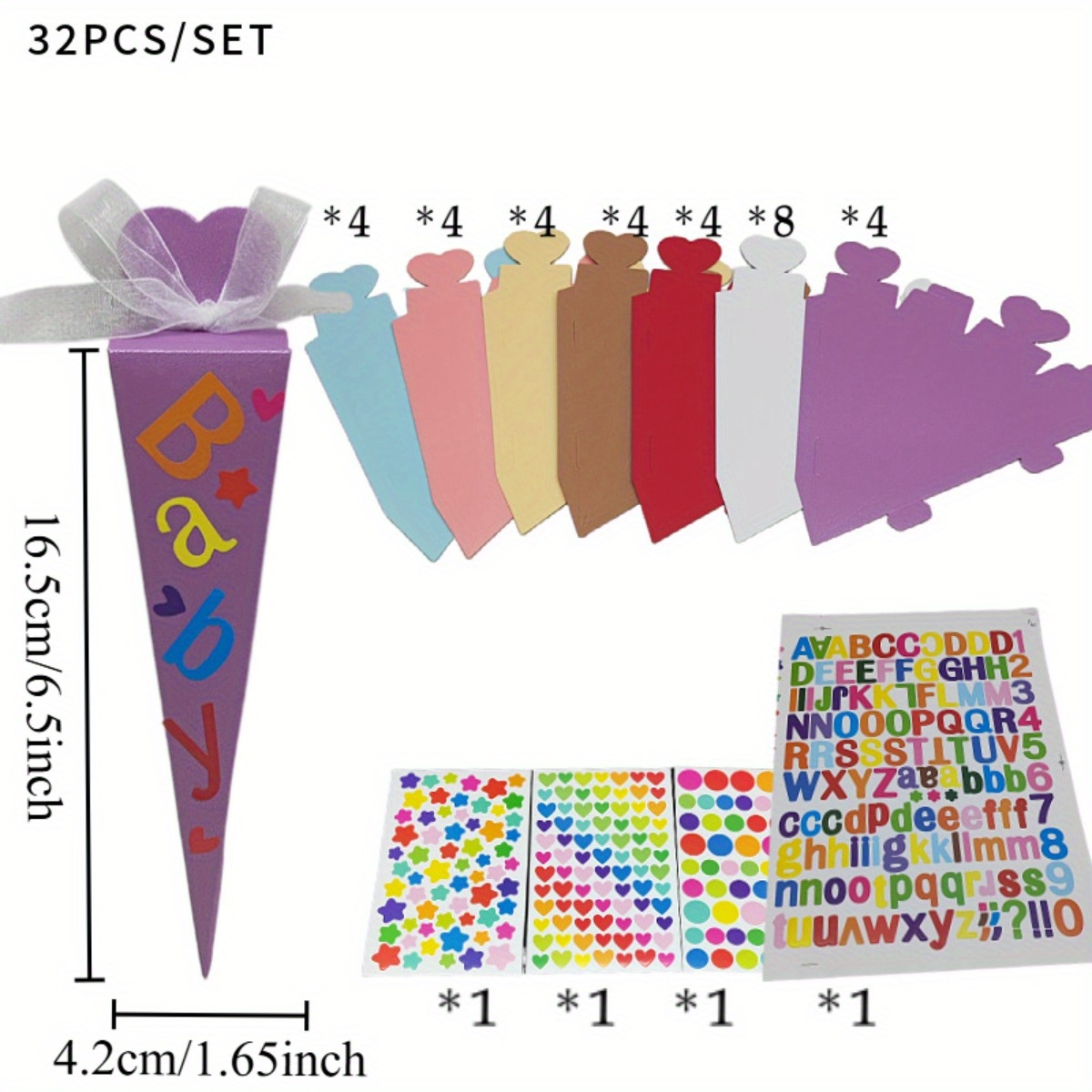 32pcs/set Beginning Of School Gift Triangle Boxes, Cones Beginning School With Stickers And Ribbon, Gift Boxes For School Decorations