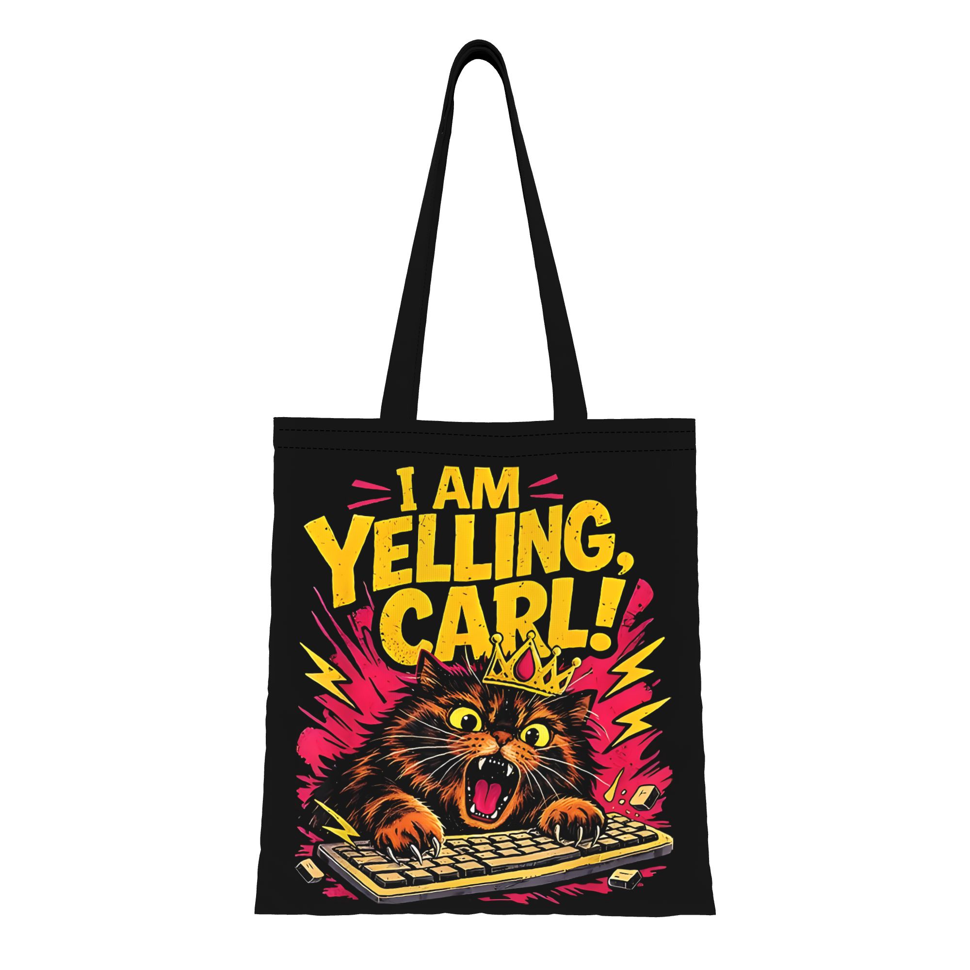TEMU 1pc Large Capacity I Am Yelling Donut Cat Meme Canvas Tote Bag Foldable Chic Pattern No Closed Design - Suitable For Travel Small Gifts For Book