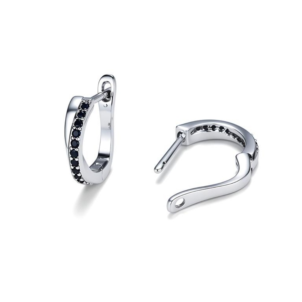 Women's Minimalist Curved Design Black Stone Earrings