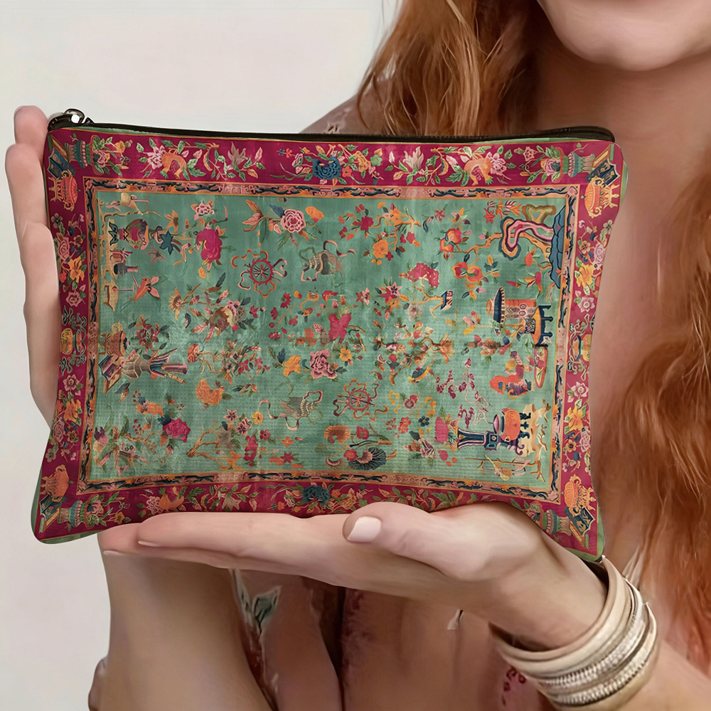 E-shop Schminktasche im französischen Palast-Stil mit Aufdruck, doppelseitiges Leinen, voller Vintage-elegantem Design, leichte Reise-Kosmetiktasche