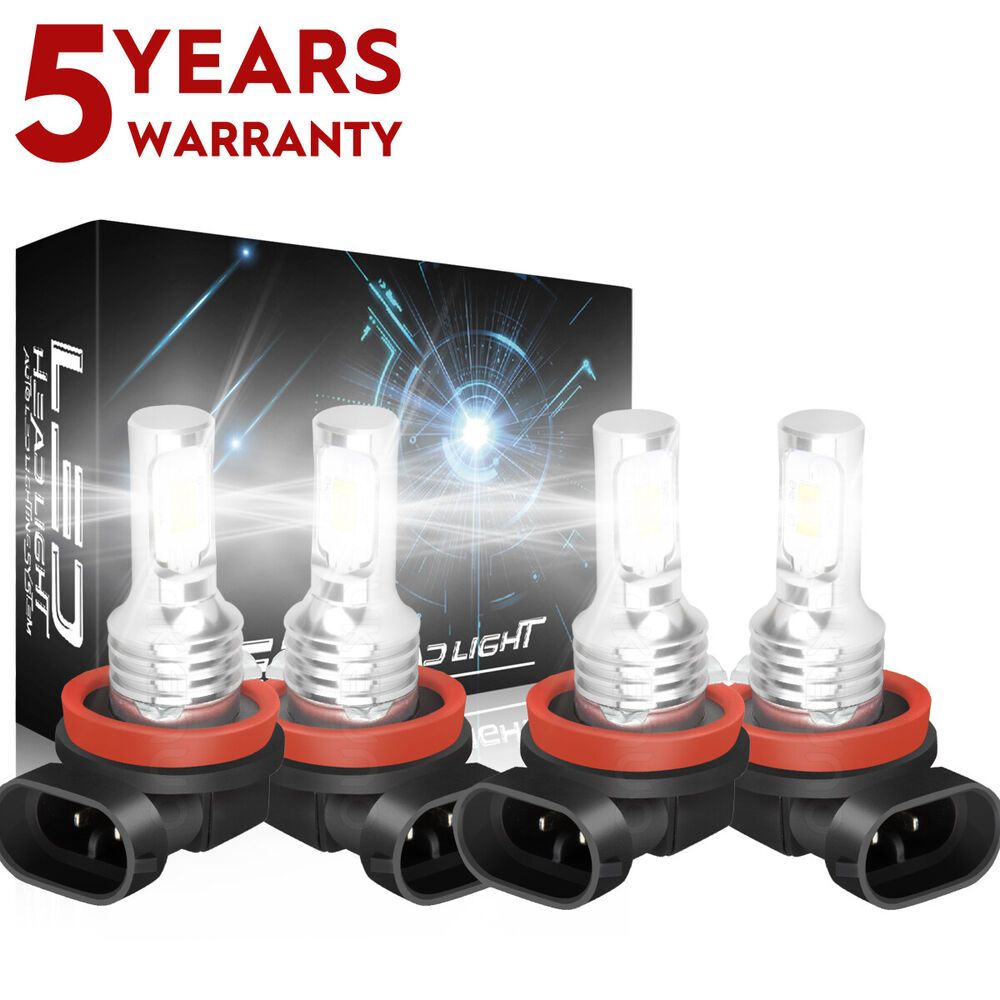 Pack Of 4 12000lm H11 H11 Led Headlight Bulbs 6500k High Low Beam Bulbs Combo White, Chip New Upgraded Bulbs, Up To 50000 Hour
