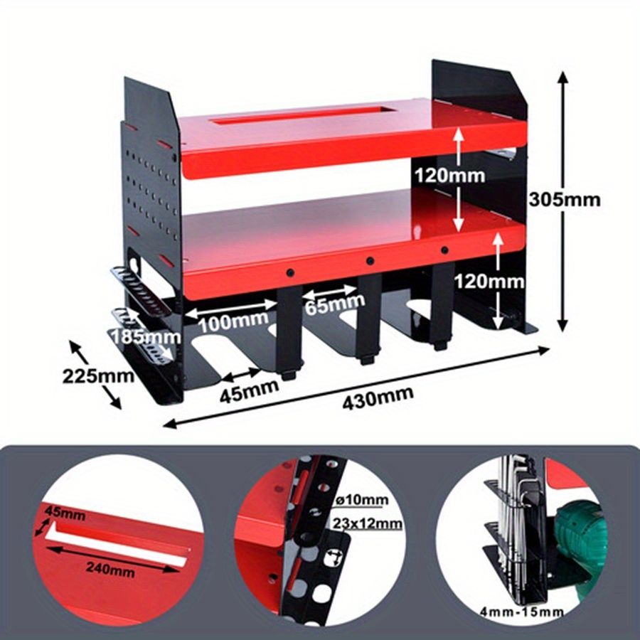 TEMU 43x22. 5x30. 5cm Storage For 4 Tools - 3-shelf Metal Tool Rack Wall Mounted Tool Storage Rack Tool Rack Tool Storage Cabinet For Workshop