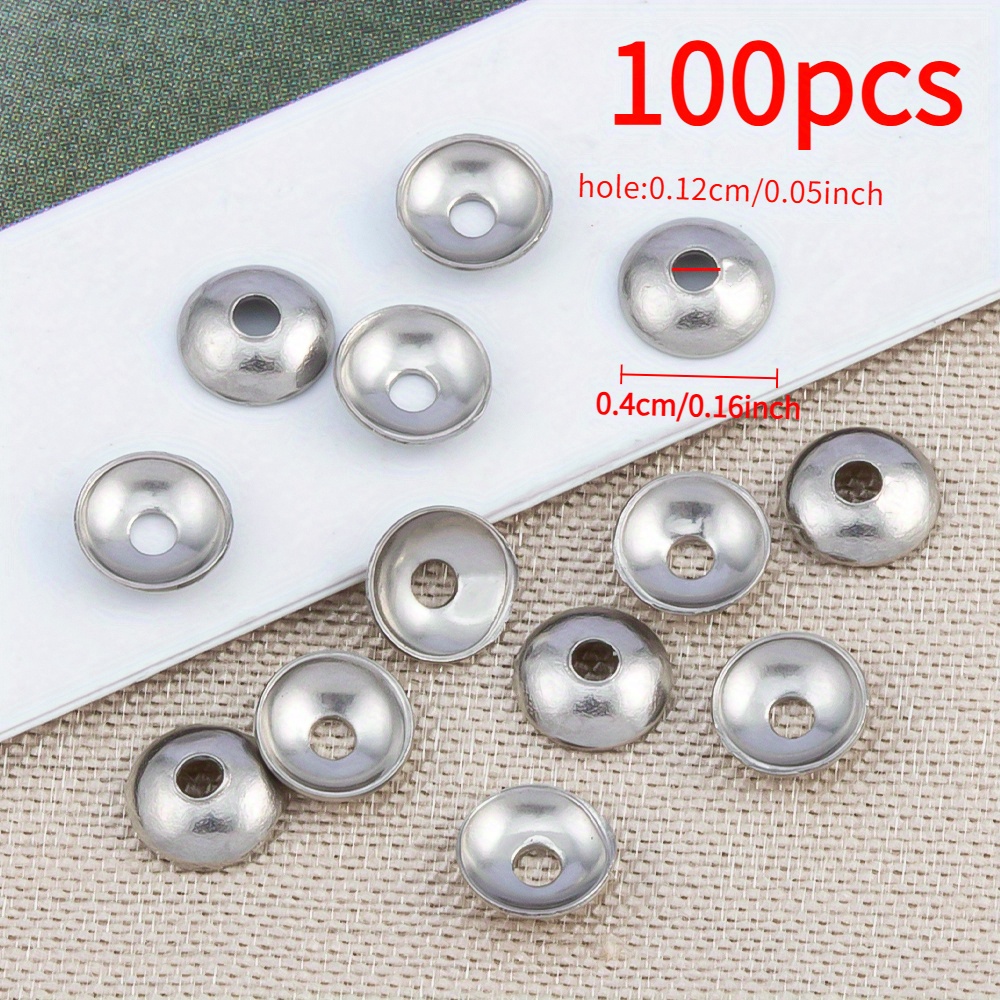 100 Basic Stainless Steel Round Bowl-shaped Bead Caps For Diy Bead Supplies Necklaces, Bracelets, Earrings, Homemade Accessories
