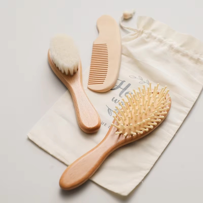 

3pcs Hairbrush And Comb Set Wooden Hairbrush Wooden Hairbrush With Bristles Natural Bristles And Wooden Handle Gently Combs Hair