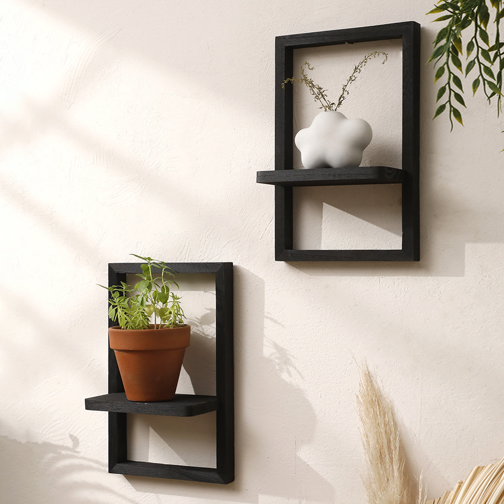 RicherHouse 7-Pack Small Floating Shelves – 4\" Black Plastic Display Ledges With Adhesive & Screws For Wall Decor - View #4