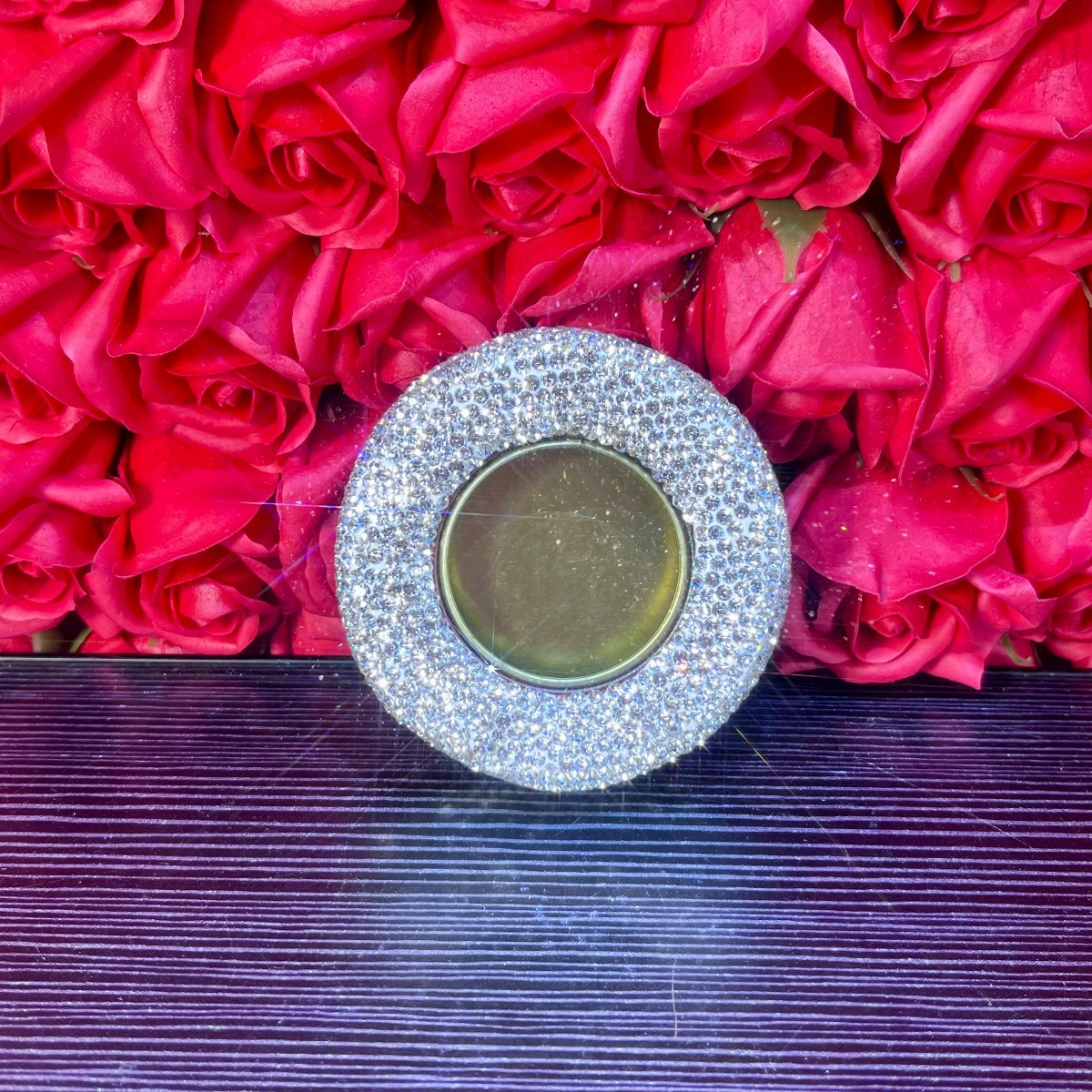 Shiny Rhinestone Embedded Jewelry Storage Box for Earrings & Rings
