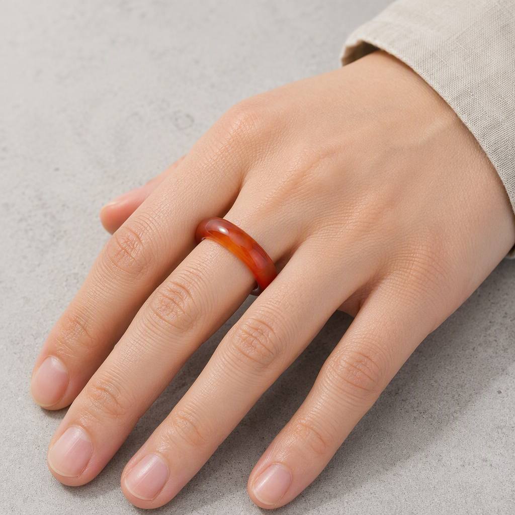 Women's Marbled Amber Tone Stackable Band Ring