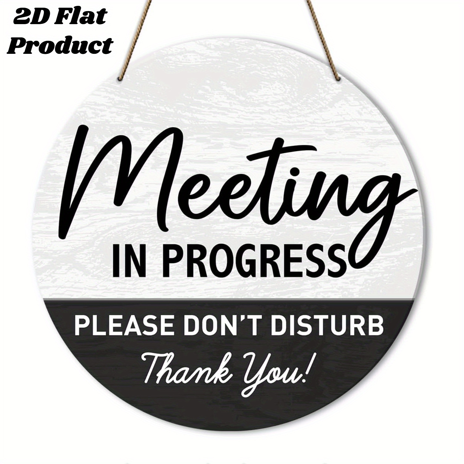 TEMU Plaque à suspendre ronde en bois plate 2D, Plaque de porte « en cours, », Support d'avis pour salle de conférence de bureau, de confidentialité
