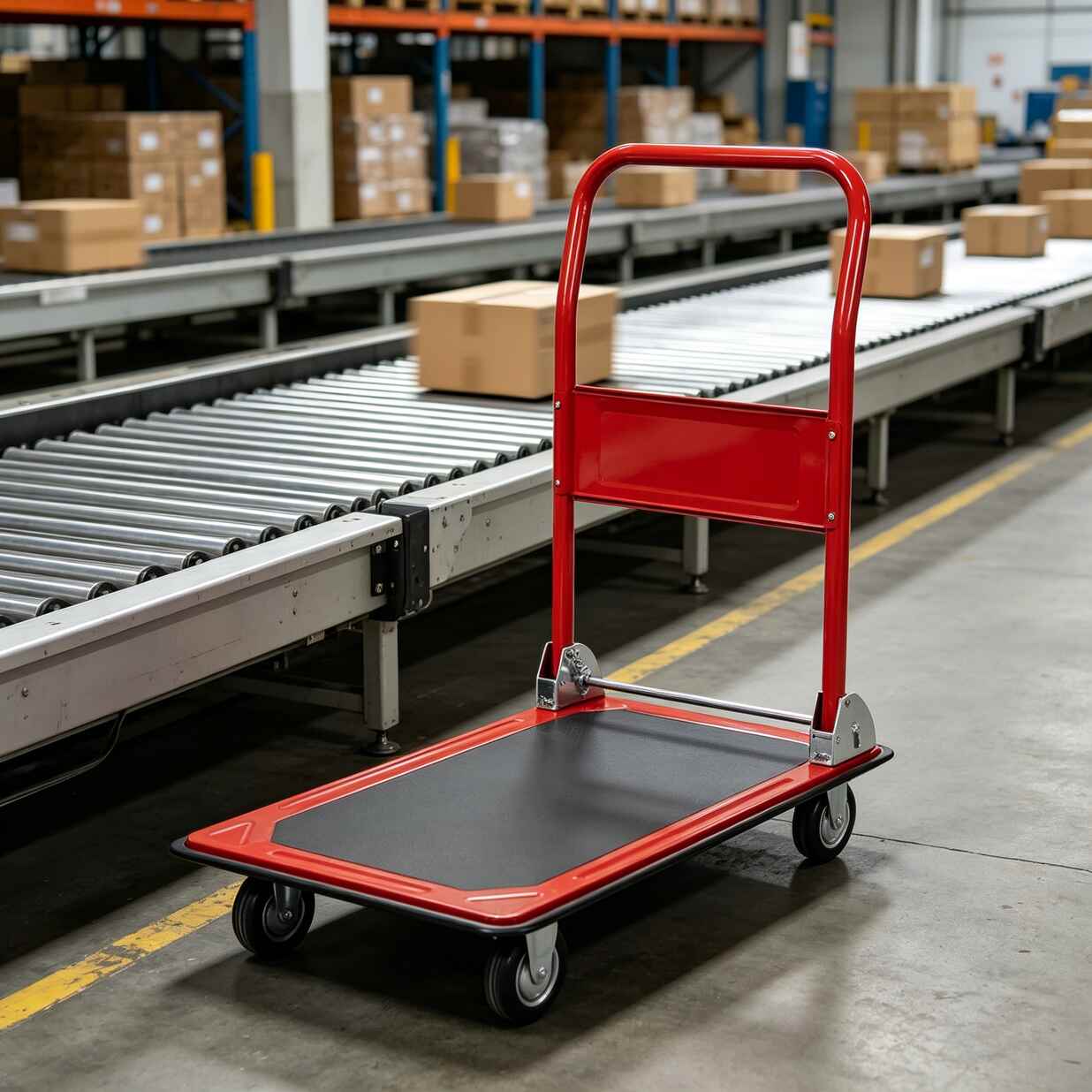 Image of Platform Cart 150kg Load Capacity - Foldable Transport Trolley - Non-slip Loading Surface - Solid Rubber Wheels - External Dimensions 73 X 47cm