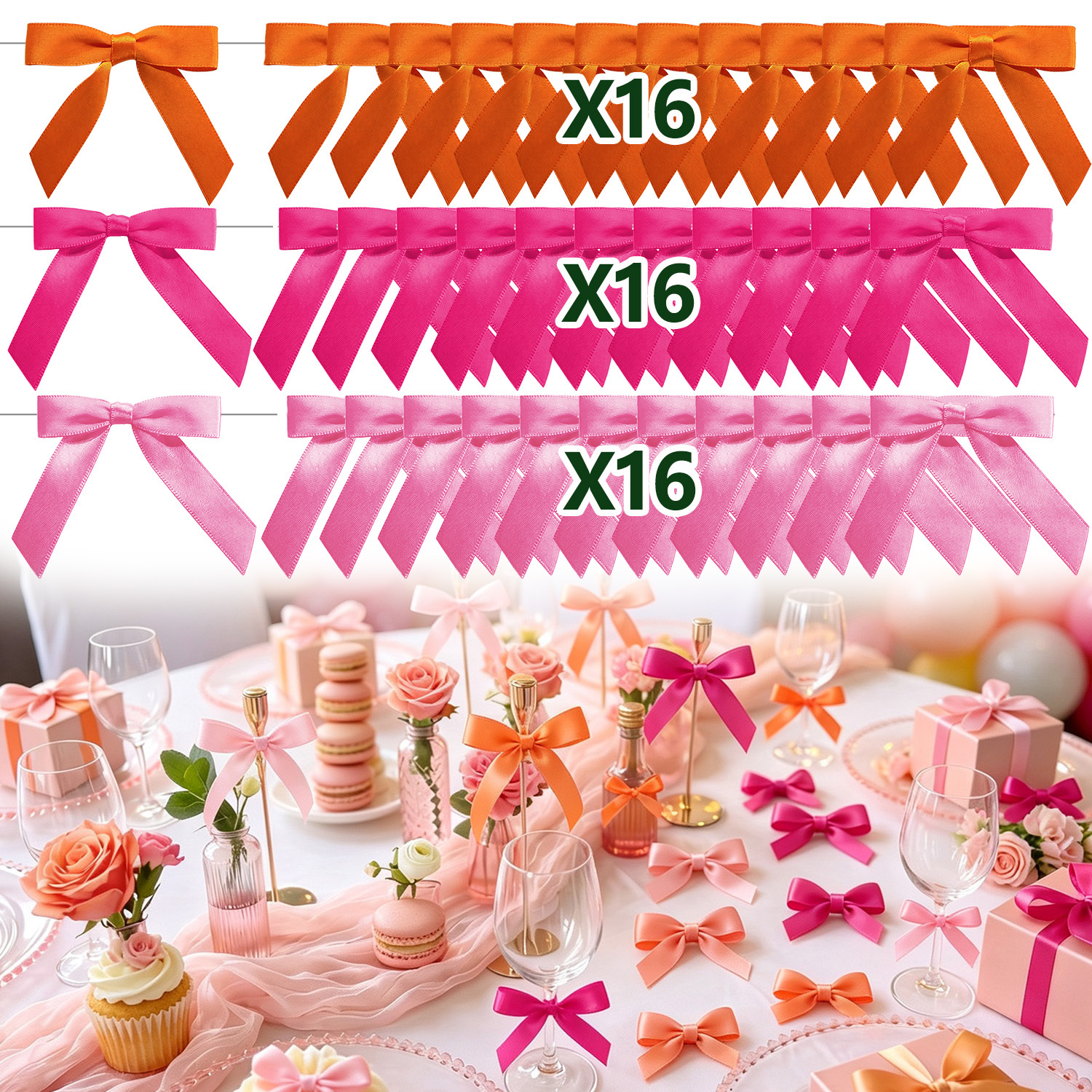 TEMU 48pcs Hot Bows 2.5