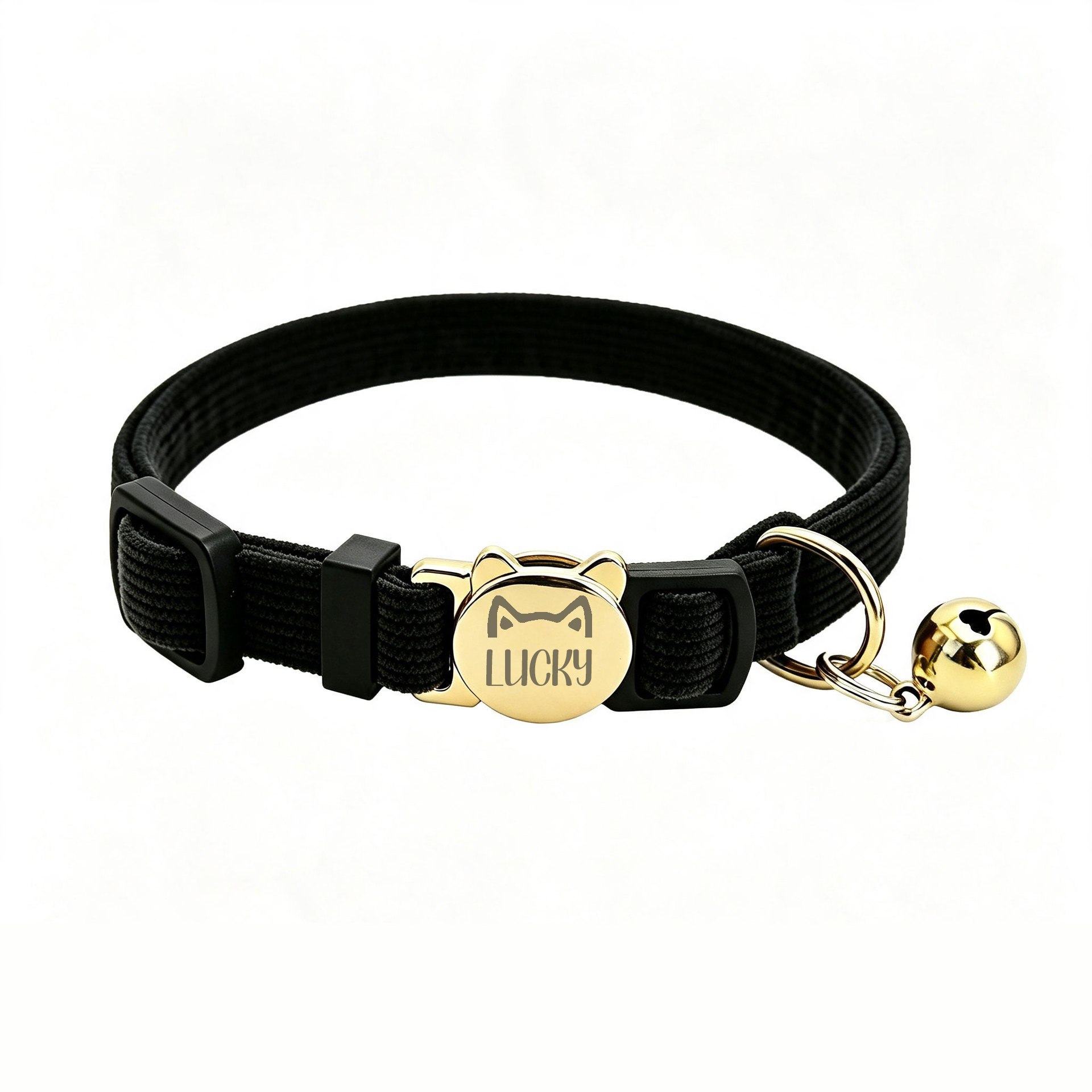 TEMU 1pc Custom Corduroy Cat Collar - Free Custom Name/id, Detachable Safety Breakaway Buckle, Adjustable Bell, Anti-loss Cat Collar For Daily Photos