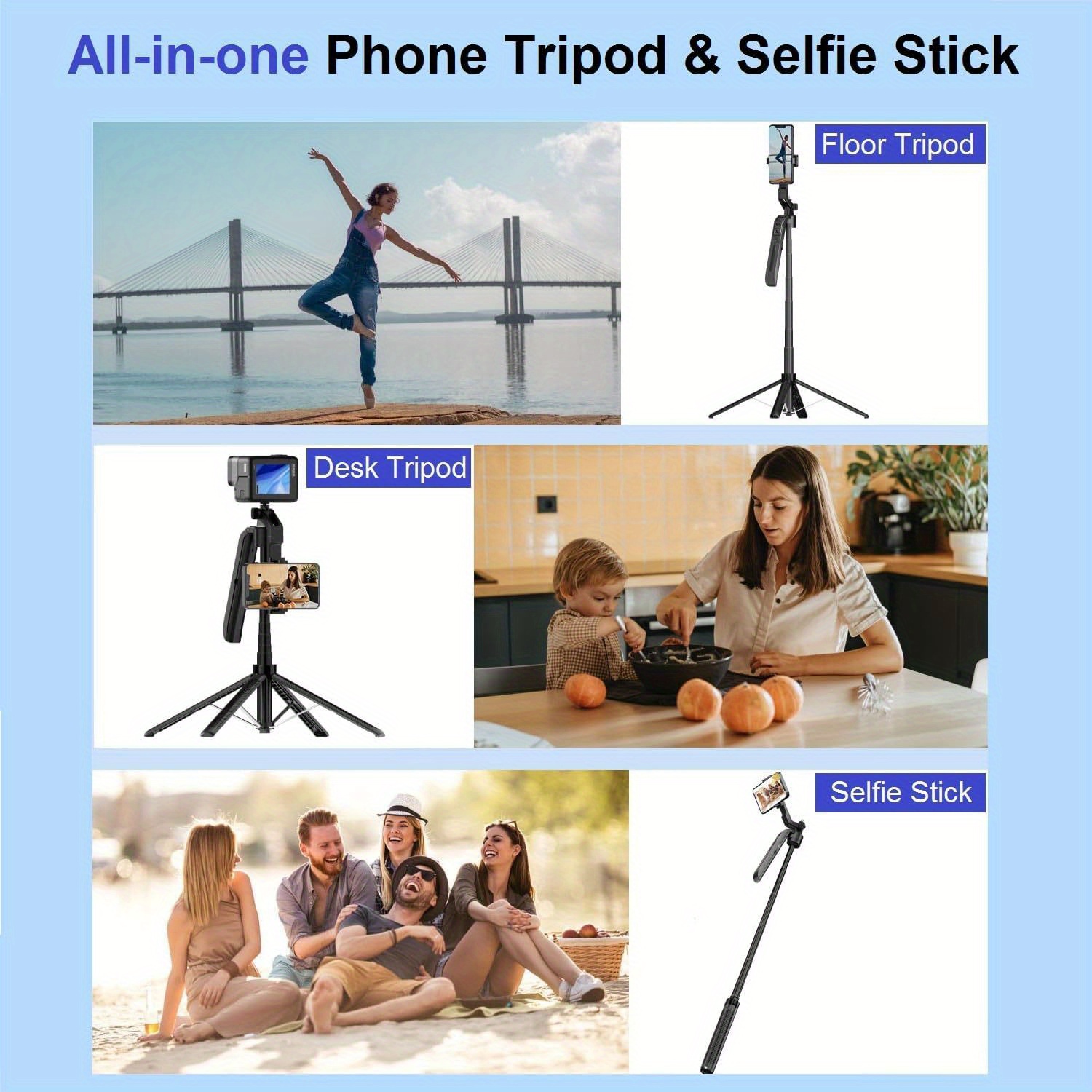 360° Auto Face Tracking Tripod - Extendable Smart Phone Holder with Motion Detection, USB Rechargeable, for Android/iOS Phones, Ideal for Sports & Events, Event Tracking | 360° Rotation | Wireless Connectivit