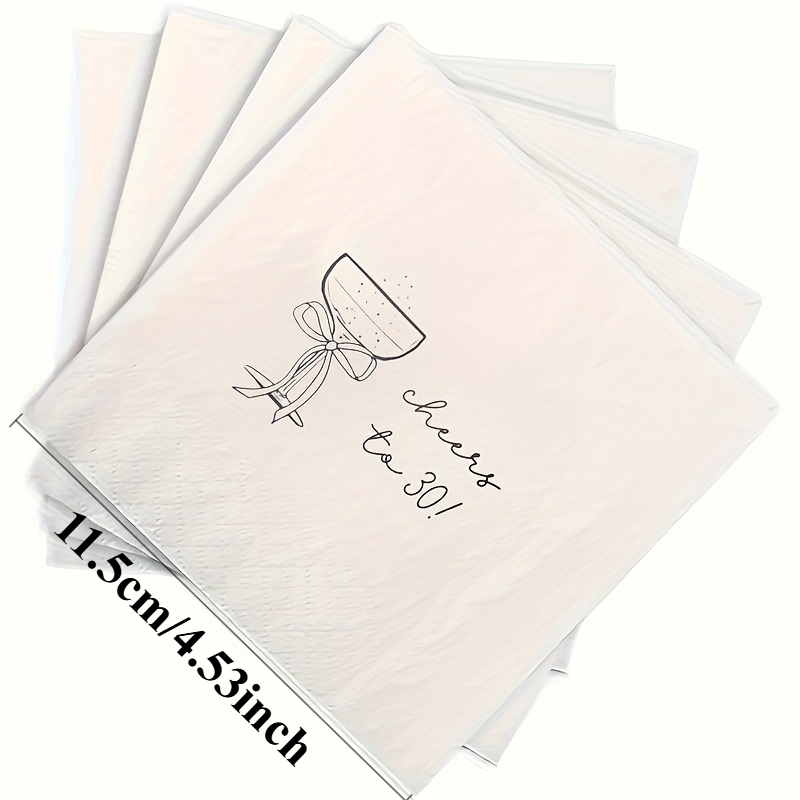TEMU Un ensemble de 100 serviettes de table sur le thème "Cheers to 30!", Format plié 11,5 cm/4,53 po, parfait pour les fêtes de 30 ans, les