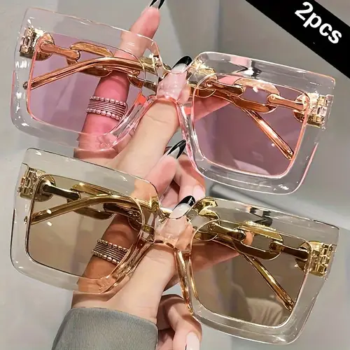 2pairs luxury oversized fashionable glasses women large wquare frame fashion glasses suitable parties and travels