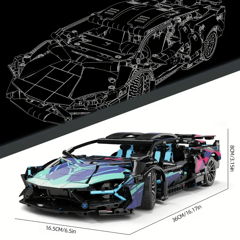 ProBrixx 1314pcs 1: 14 Scale Sports Car Model Building Block Set, Sports Car MOC Blocks and Construction Toys, Adult Collection Model Car Kit, Birthday or Christmas Gift