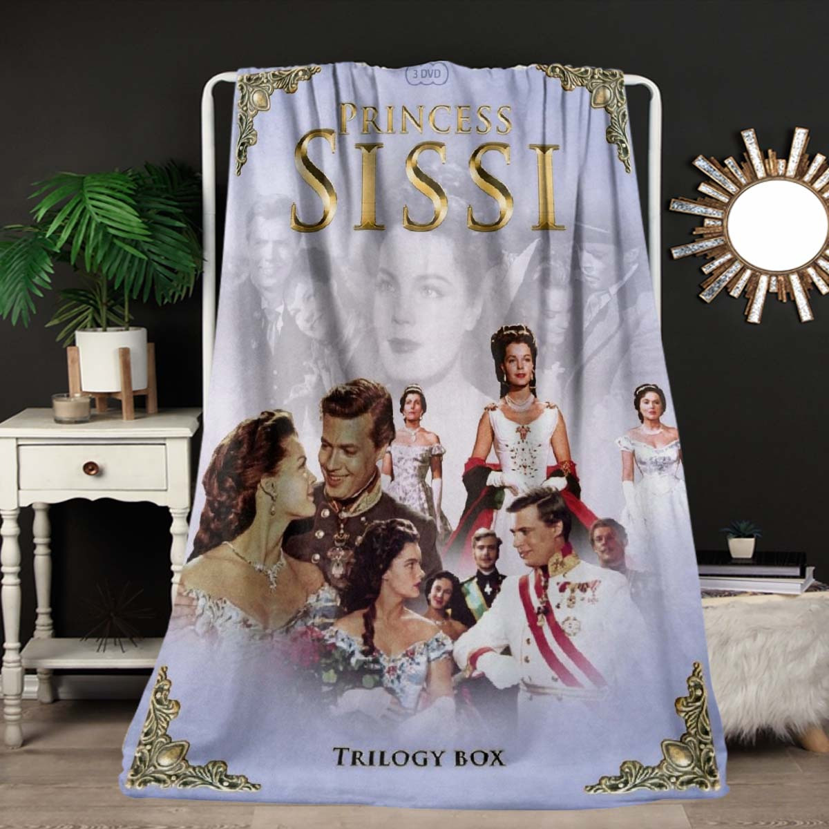 TEMU Princess Trilogy Dvd Collection Classic Movie Flannel Pattern Blanket, Simple Hanging, Durable And Wrinkle-resistant Material For Long-lasting ,