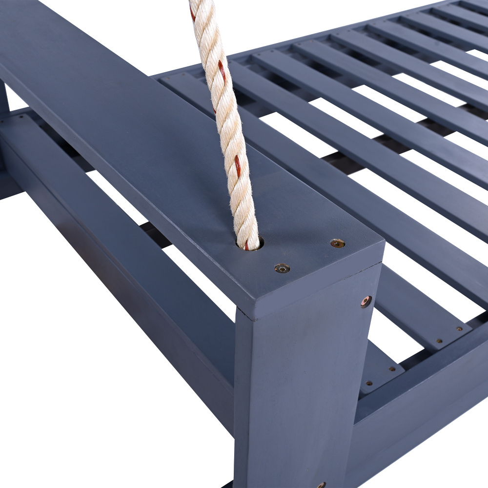Garden seating. Swing chair. Double-sized porch swing bed seating set with hemp rope swing frame, suitable for gardens and backyards. Minimalist rustic style, ideal for courtyards and gardens. Mattress sold separately.