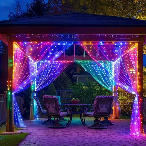 solar curtain light 8 adjustable fairy light string garden gazebo party festival wedding decoration atmosphere light string warm lighting decoration halloween decorations chrismas decorations