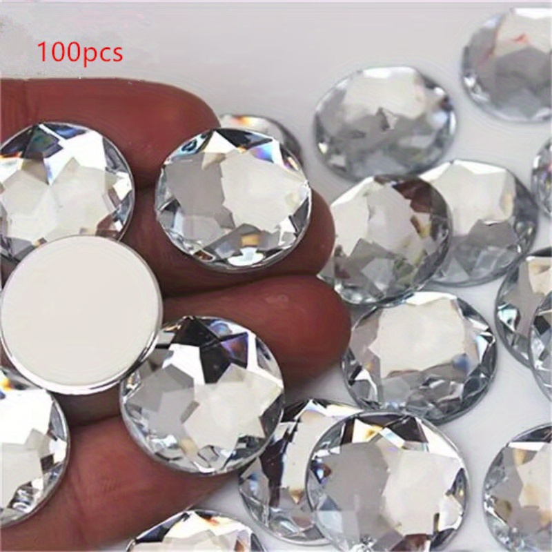 TEMU 100/200 pièces 0,47 pouce rond à chanfrein, surface de couleur aléatoire, acrylique multicolore à dos plat, convient pour le bricolage de
