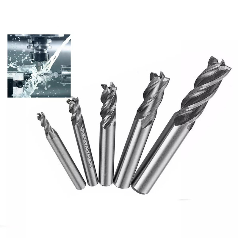 Image of 5pcs Milling Set Hss Straight Shaft 4 Flute End Shaft Milling Machine Metal 4-12mm Set