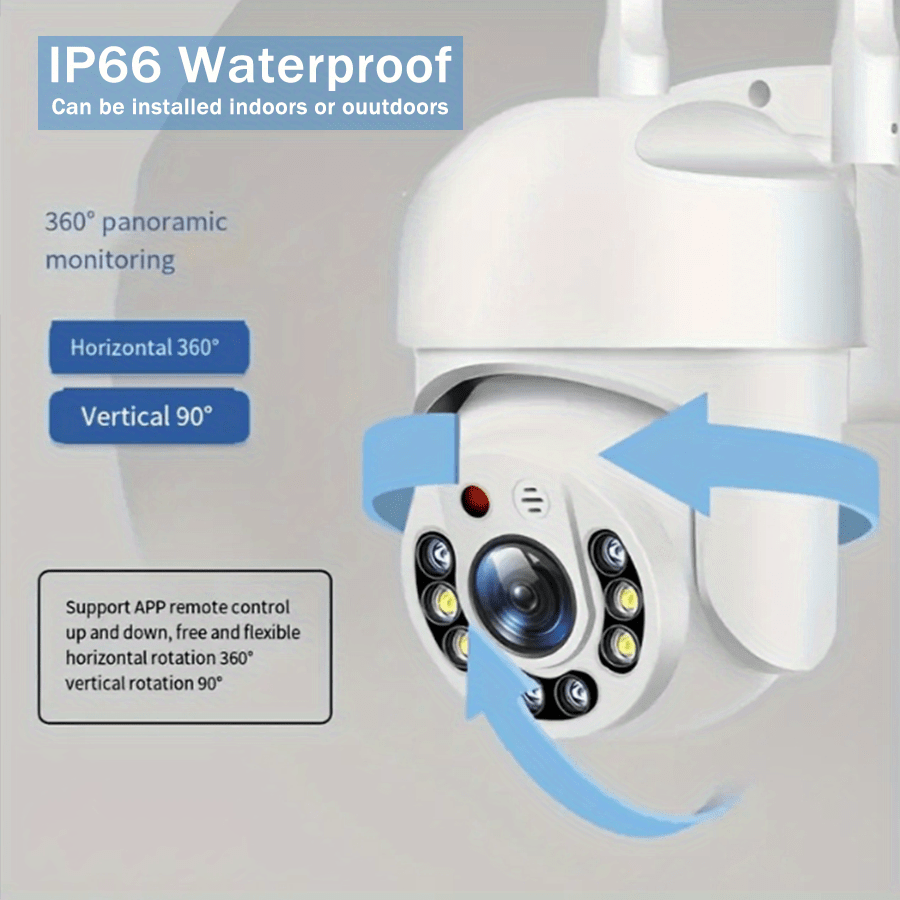 1pc Teruhal 1080p Outdoor WiFi Security Camera, IP66 Waterproof Pan-Tilt Auto Tracking CCTV, 360° View, Night Vision, Two-Way Audio, Smartphone Compatible, USB Powered, No Battery, 2.4GHz Wireless Security Cam details 4