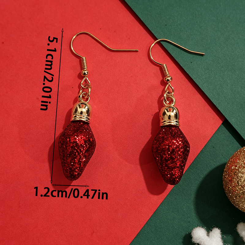 Bling Bling Sequined Red Bulb Drop Earrings for Christmas
