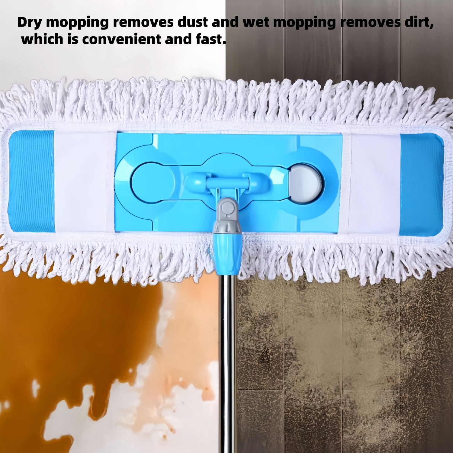 1pc extra large 25 59in flat mop with extended handle wide microfiber cloth 360 degree flexible head dual use wet and dry floor mop for living room bedroom toilet kitchen and floor cleaning details 7