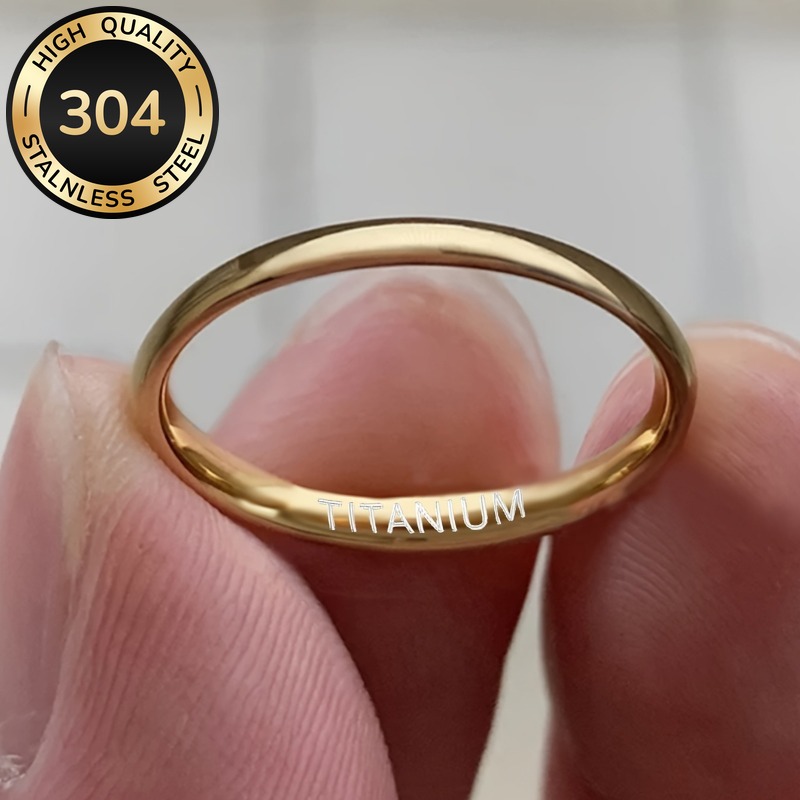 TEMU Minimalist Unisex 304 Stainless Steel Thin Ring For Women Men Daily Casual Party Holiday Stackable Jewelry Gift