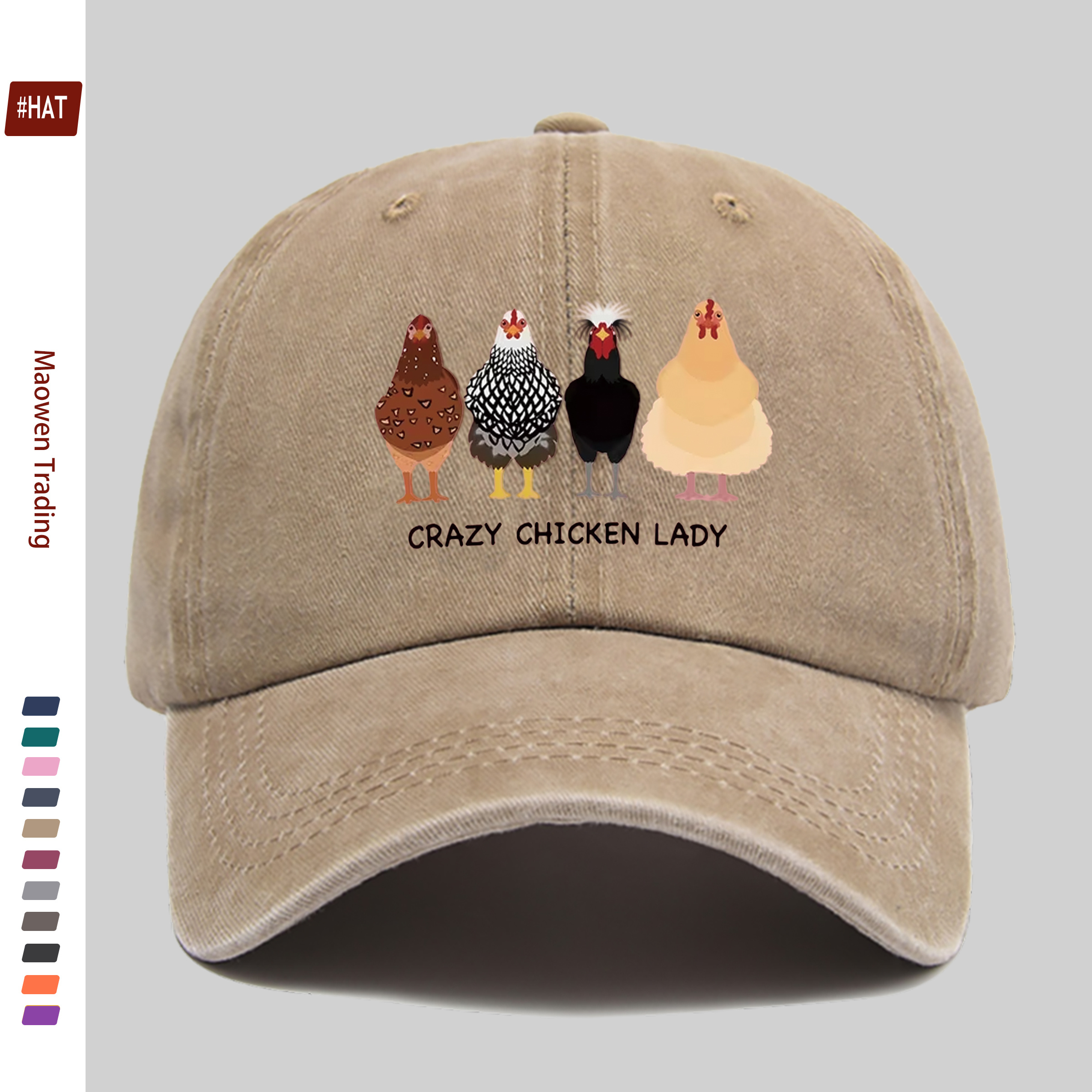 TEMU 1pc 4 Baseball Caps With Different Colors And Patterns Of Chicken Prints, Sun Hats With "" Letter Design, Party Decoration Hats, Multiple Colors