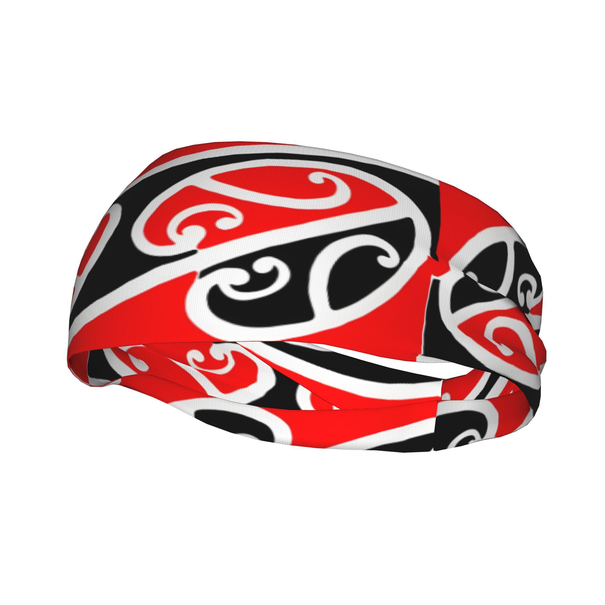 TEMU Maori Pattern Fashion Sports Headband Stretchy Exercise Hair Accessory 2d Print Design Moisture Wicking Material Workout Headwear For
