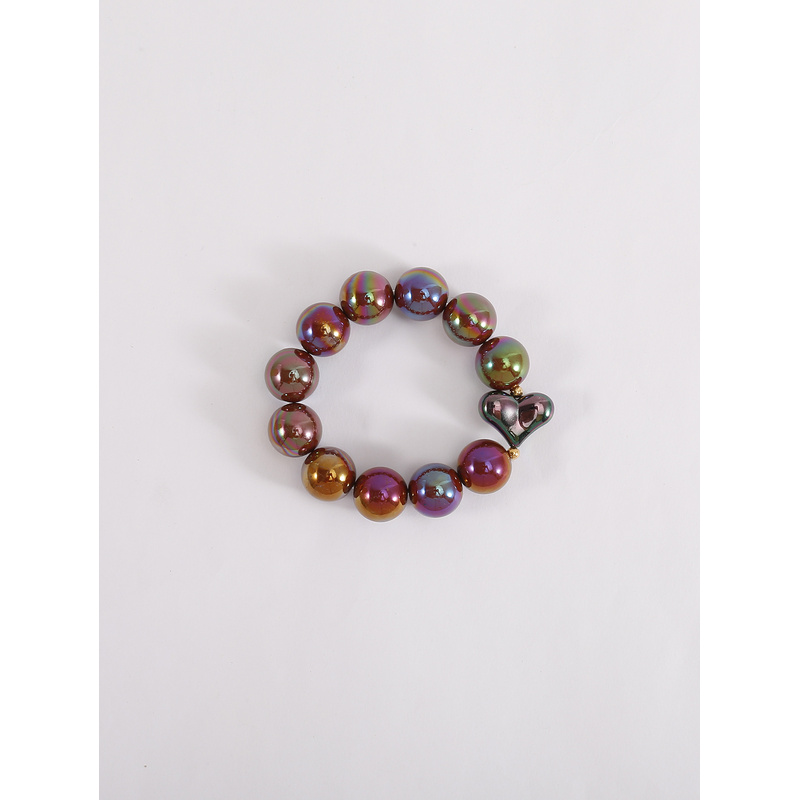 Women's Geometric Beaded Bracelet with Iridescent Effect, Stretchable