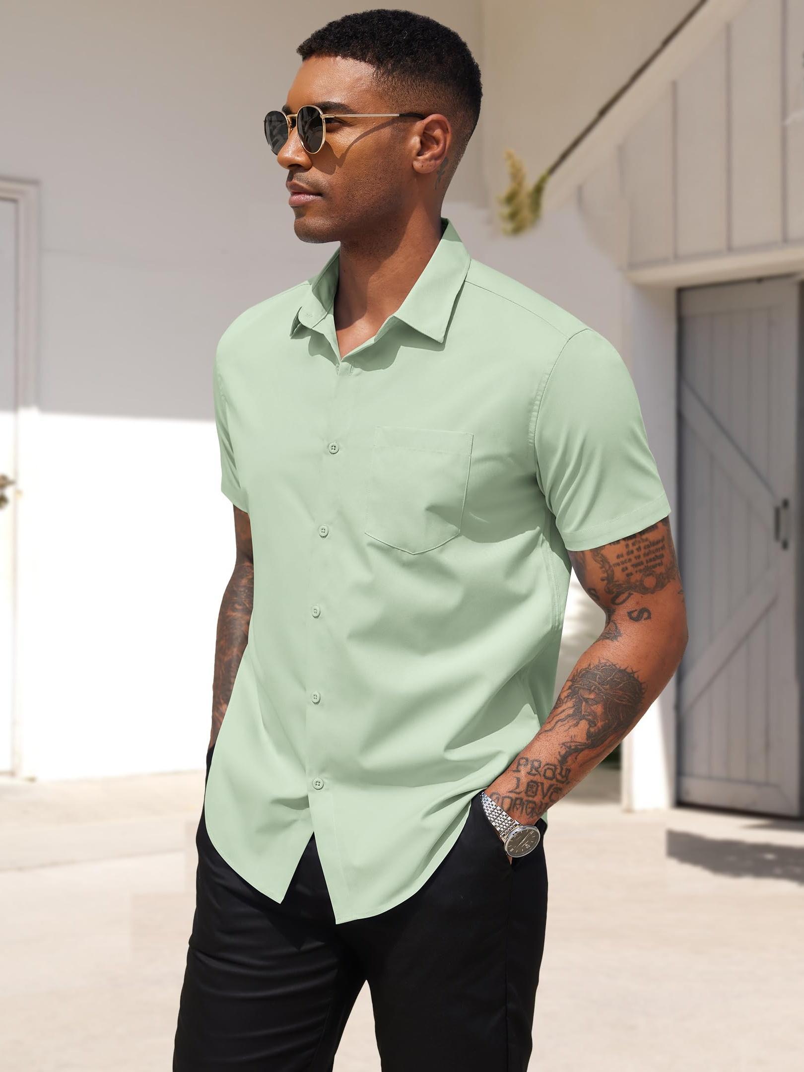 slim fit dress slacks Marine Layer Printed Classic Stretch Selvage Short Sleeve Shirt main image 0