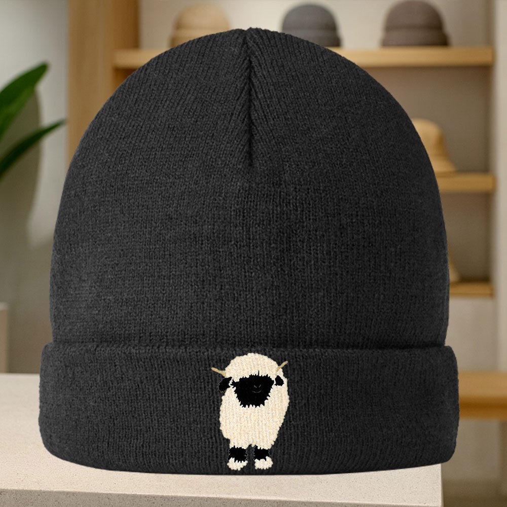 TEMU 1pc Fashionable Comfortable Men's Beanie Hat With Trendy Black Sheep Cartoon Pattern, Versatile And Stylish, Multiple Colors , Essential Hat For
