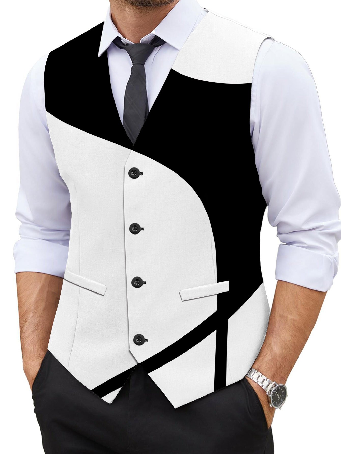 Colete Masculino com Estampa Digital, Estilo Rua Confortável e Moderno