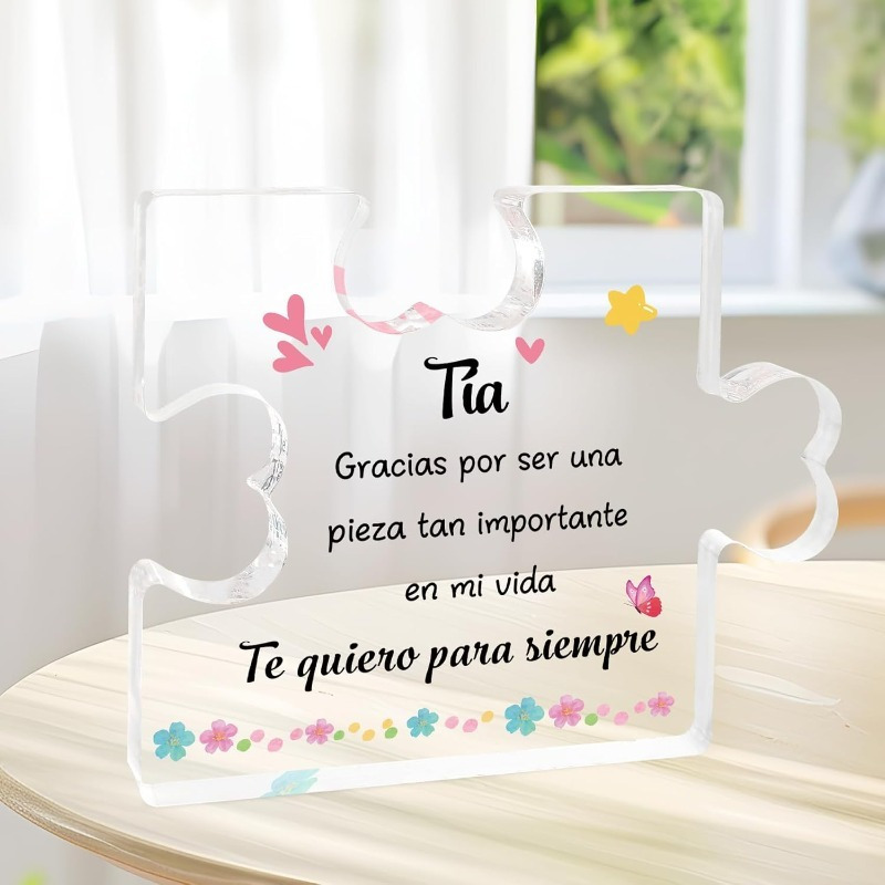TEMU [2D Flat] Tia Regalos Invisible para mí - Elegante decoración de mesa de acrílico con mensaje de amor en español, para , fiestas y ocasiones