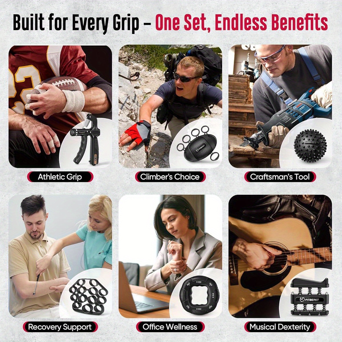grip strength trainer hand gripper strengthener kit 6 pack with adjustable   forearm strengthener forearm exerciser and massage balls for hand relax grip training and recovery Product details 3
