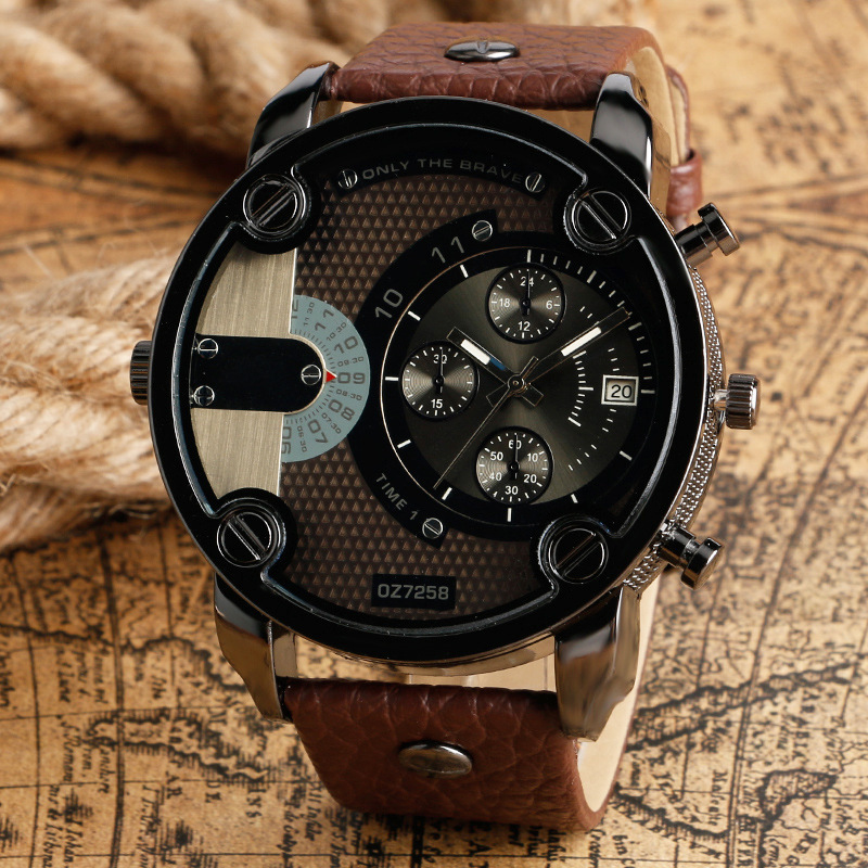 TEMU Men's Watch With A Stylish Large Dial And Strap For Sports, Without Battery