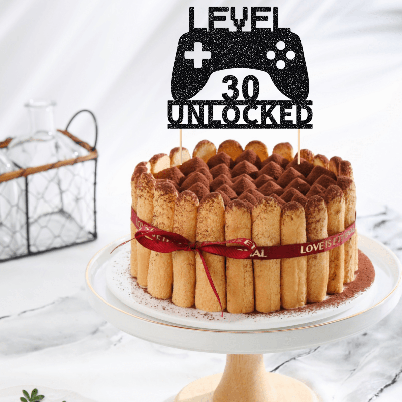 1pc Level 30 Unlocked Cake Topper, Topper, Game Controller Cake Topper For 30th Birthday Party Decoration