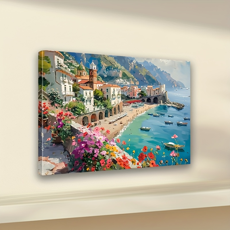 item picture 2d flat 1pc framed vintage   canvas print italian wall art suitable for living room bedroom kitchen decor horizontal wrap around solid wood frame painting indoor outdoor bathroom decorations perfect gift for housewarming
