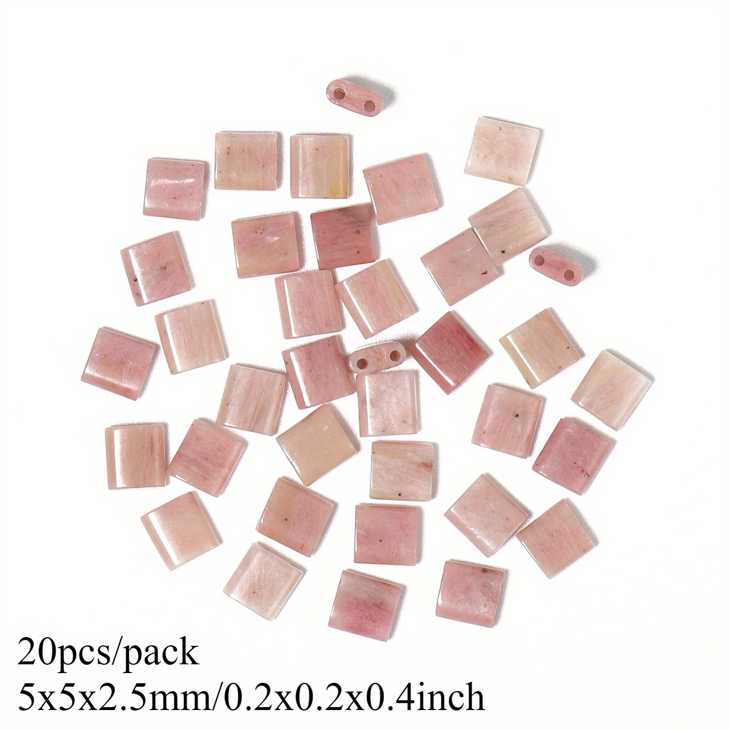 TEMU 2d Flat - Beads And Bead Assortments - Natural Stone Beads 5x5x2.5mm 5x2.5x2.5mm Flat Square Shape Beads 2 Hole Loose Spacer Beads For Jewelry