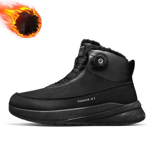 Men S Winter Rotary Snow Boots, Thick-Soled, Non-Slip, Fleece-Lined, Thickened, Warm, Boots, High-Top Warm Shoes