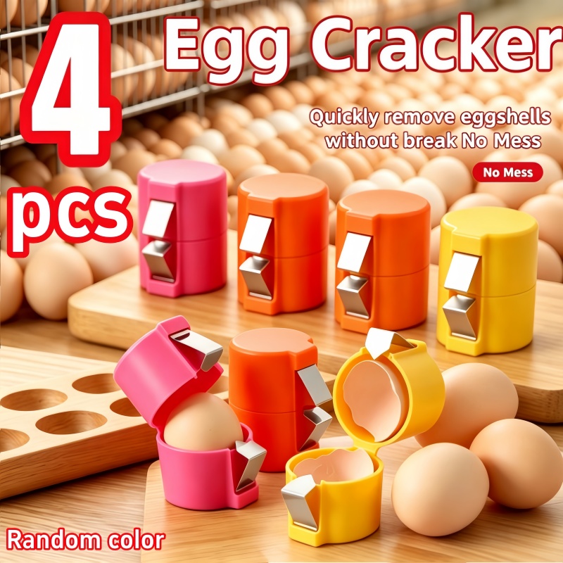 TEMU 4pcs Random Color Automatic Egg Peeler And Cracker - Easy To Clean, Efficient Peeling Without Shell Loss, High-quality Eggshell Remover And