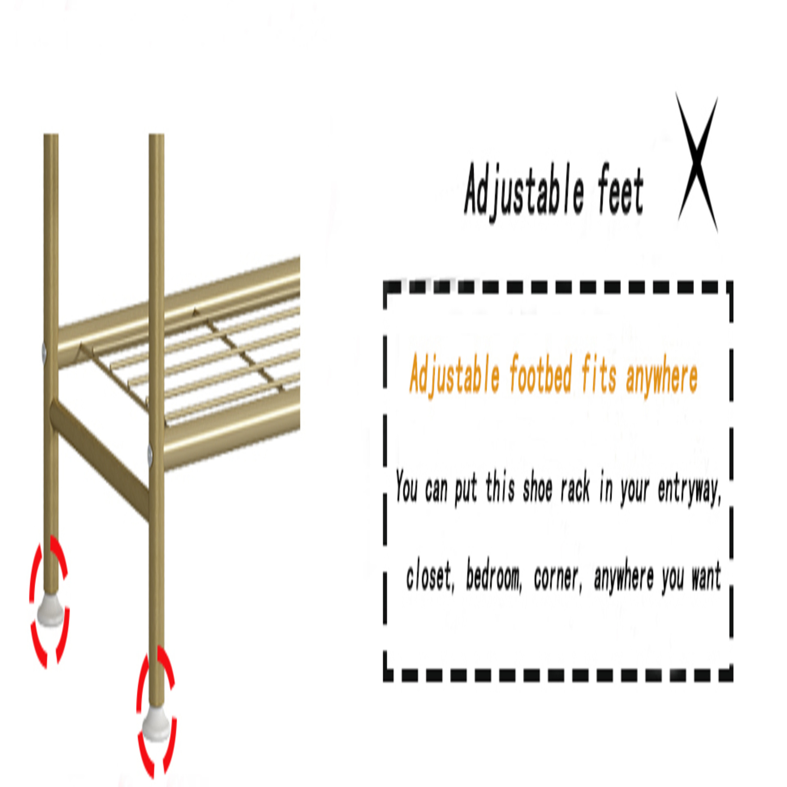   5 tier shoe rack organizer metal free standing storage space saving floor mount design with 16mm metal pipes for closet entryway bedroom versatile room   details 6