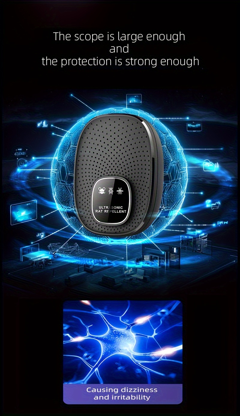 Repelente inteligente de plagas ultrasonico, también aleja ratas y pájaros, asesino electrónico de ratas de alta potencia para el hogar, también aleja mosquitos, modo silencioso 'no molestar', físicamente seguro y confiable, adecuado para el hogar, hoteles, fábricas y escenarios múltiples, 2 colores disponibles