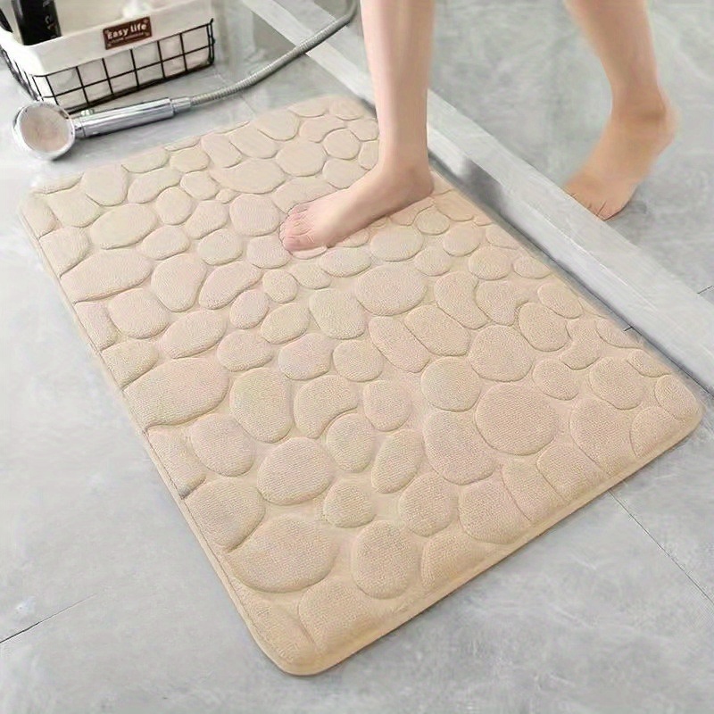 1pc pebble texture absorbent memory foam bath mat non   mat for bathroom kitchen and home use   plastic holiday themed design for christmas halloween thanksgiving valentines day labor day details 4