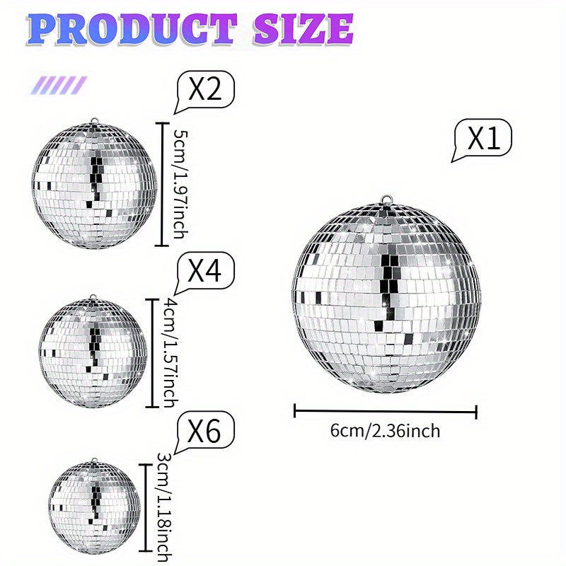 Image of 13-pack Silvery Disco Ball Hanging Decorations - Sizes For Stage, Club, Party Decorations, Perfect For Mother's Day, Halloween, Thanksgiving, And Christmas