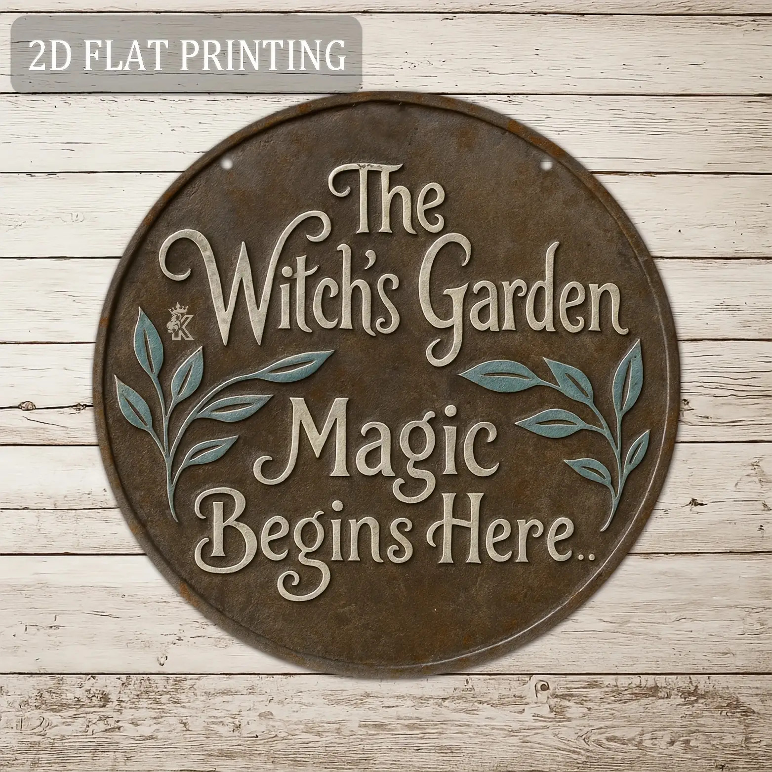 E-shop Eine Vintage Gothic Hexenwesen Wanddekoration - ein Hexen-Gartenschild mit einem blaugrünen Blatt-Design, geeignet für rustikale Schilder im