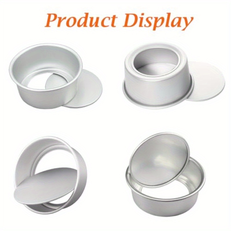 4 inch small cake pan set of 24 nonstick aluminum cake baking pans with 100pcs round parchment paper cake pans with removable bottom for mini cheesecakes pizzas and dessert Product details 1
