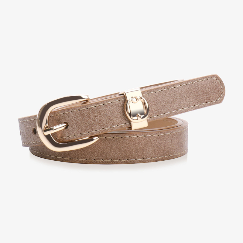 1pc Women's Golden Belt - Thin Minimalist Belt Suitable For Jeans, Casual & Pants, Retro Versatile Accessory, Golden Belt For Casual Attire, Office, Parties, Size (no Feathers)