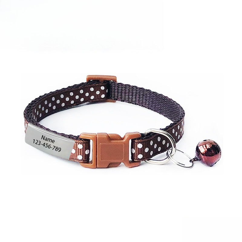 Adjustable Colorful Pet Collar with Bell, Personalized Identity Sign